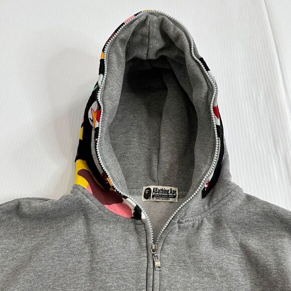 Bape Shark Full Zip Hoodie Gray Multicolor Camo WGM Tiger Japan M/L Nigo Harajuk - Picture 5 of 16